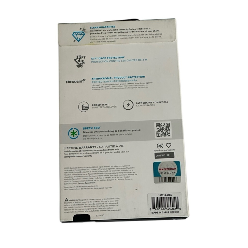 NEW Speck Presidio Perfect-Clear NON-MAGNETIC Case for iPhone 14 Plus - Picture 2 of 2